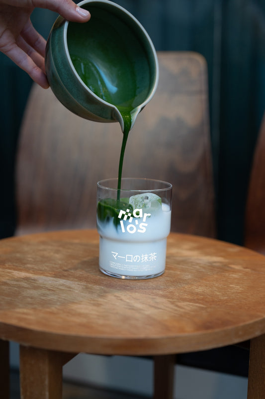 Matcha Latte In Glass Mockup